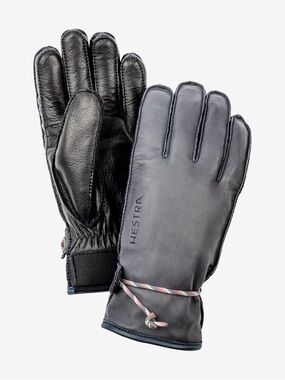 Hestra Alpine Pro Wakayama Leather Wool Lined Unisex Ski Gloves Black Size 10